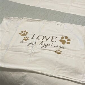 Faceplant Dreams White Pillowcase with brown Paw Print Design